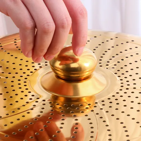 Couvercle de Nourriture Rond en Acier Inoxydable Creux Respirant Protecteur de Repas Anti-mouches Anti-poussière pour Cuisine Table Maison