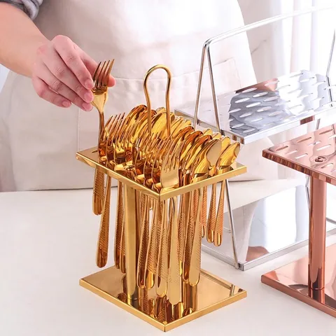 Moderno Portaposate in Acciaio Inossidabile Con Maniglia Portatile Organizzatore a Più Scomparti per Coltelli Forchette Cucchiai per Cucina Tavolo Casa