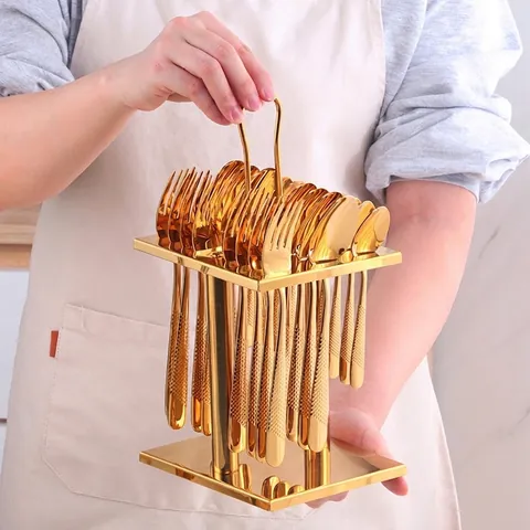 Moderno Portaposate in Acciaio Inossidabile Con Maniglia Portatile Organizzatore a Più Scomparti per Coltelli Forchette Cucchiai per Cucina Tavolo Casa