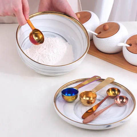 Professional 304 Stainless Steel Measuring Spoon For Baking Coffee Spice Powder Liquid Long Handle Polished Kitchen Tool