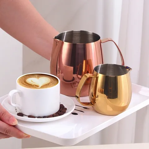 304 Edelstahl Milchkännchen Eiform Spitze Tülle Kaffee Kunst Sahne Milch Schaum Tasse Für Zuhause Cafe Bar
