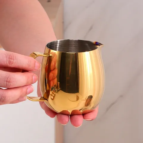 304 Edelstahl Milchkännchen Eiform Spitze Tülle Kaffee Kunst Sahne Milch Schaum Tasse Für Zuhause Cafe Bar