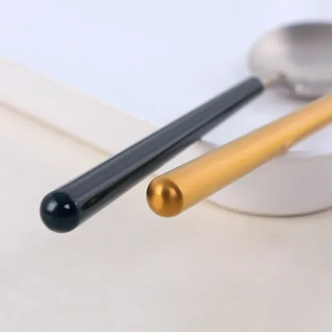 304 Stainless Steel Round Handle Coffee Spoon Matte Finished Dessert Stirring Spoon Restaurant Home Kitchen Tableware Spoon