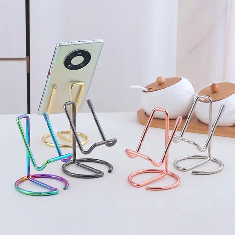 Universal Metal Desktop Phone Tablet Stand Minimalist Electroplated Iron Art Mobile Phone Holder For Office Home Desk