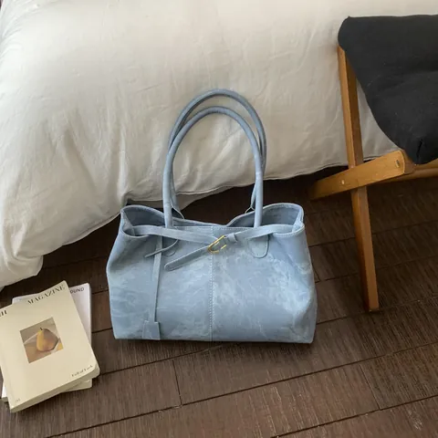 Borsa Tote in Pelle PU Donna Retrò Grande Capacità Minimalista Patchwork Borsa a Spalla Sottobraccio per Donna