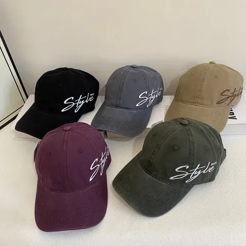 Retro Buchstaben Stickerei Baseballkappe Acryl Gebogene Krempe Sonnenschutz Outdoor Verstellbar Casual Mode Hut Für Damen Herren