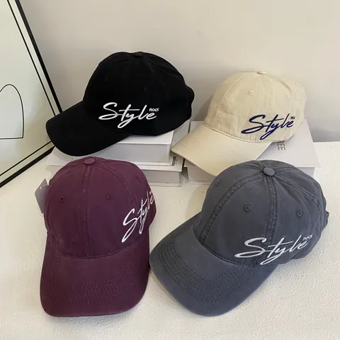 Retro Buchstaben Stickerei Baseballkappe Acryl Gebogene Krempe Sonnenschutz Outdoor Verstellbar Casual Mode Hut Für Damen Herren