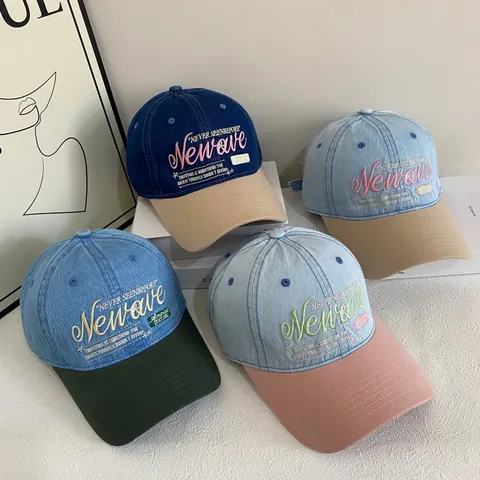 Retro Patchwork Geborduurde Letter Honkbalpet Voor Dames Heren Vintage Gewassen Stijl Gebogen Rand Zonnescherm Verstelbare Snapback Hoed Streetwear