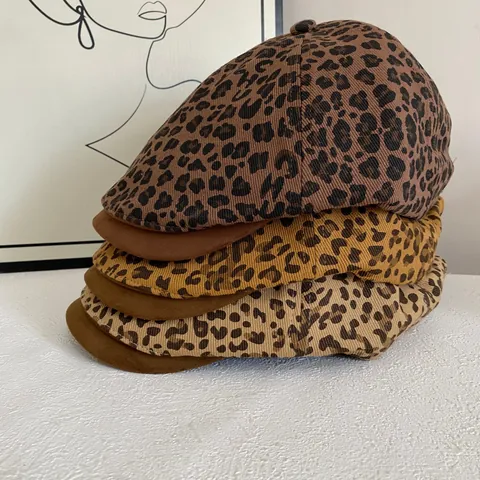 Vintage Leopardenmuster Schirmmütze Damen Mode Schiebermütze Mit Wildlederimitat Krempe Verstellbare Entenschnabelmütze Herbst Winter Stilvolles Streetwear Zubehör