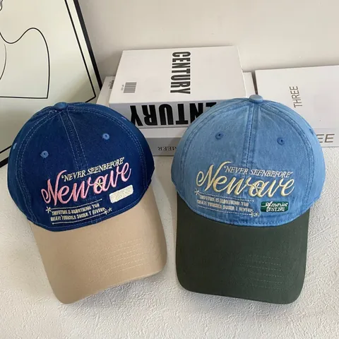 Retro Patchwork Geborduurde Letter Honkbalpet Voor Dames Heren Vintage Gewassen Stijl Gebogen Rand Zonnescherm Verstelbare Snapback Hoed Streetwear