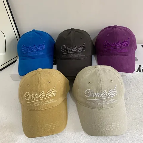 Gorra de Béisbol Vintage con Letras Bordadas para Mujer Protección Solar de Verano Ala Ancha Visera Curva Casual Sombrero Deportivo Ajustable