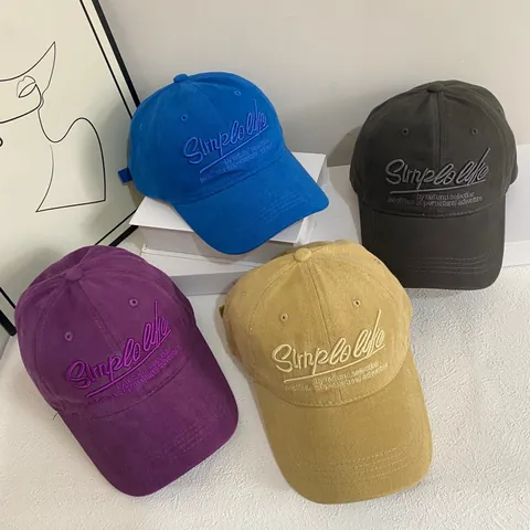 Gorra de Béisbol Vintage con Letras Bordadas para Mujer Protección Solar de Verano Ala Ancha Visera Curva Casual Sombrero Deportivo Ajustable