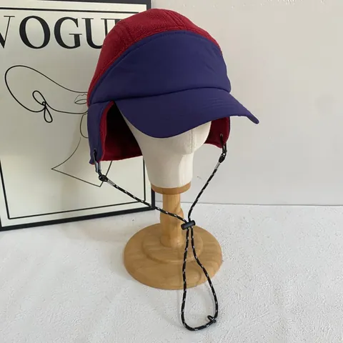 Women Winter Warm Trapper Hat Windproof Polar Fleece Ear Protection Cap Patchwork Baseball Hat For Skiing Cycling