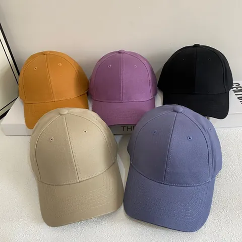 Gorra de Béisbol de Acrílico de Seis Paneles Color Sólido Sombrero de Sol Visera Curva Ajustable Streetwear Minimalista