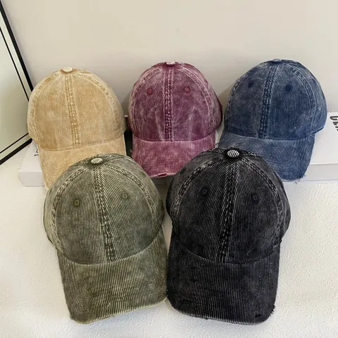 Gorra de Béisbol de Pana Lavada Vintage para Hombres Mujeres Ajustable Retro Dad Hat Color Sólido Protección Solar Gorra Deportiva al Aire Libre