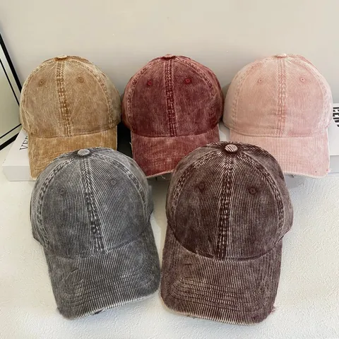 Gorra de Béisbol de Pana Lavada Vintage para Hombres Mujeres Ajustable Retro Dad Hat Color Sólido Protección Solar Gorra Deportiva al Aire Libre