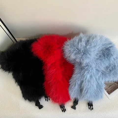 Chapeau Trappeur Femme en Fausse Fourrure Ushanka d'Hiver Chaud Bonnet Lei Feng Coupe-vent Aviateur Avec Cache-oreilles Ski