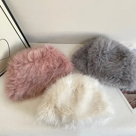Cappello a Secchiello in Pelliccia Sintetica da Donna Invernale Caldo Cappello da Pescatore in Peluche Antivento Protezione Orecchie