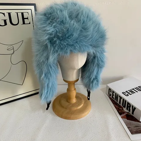 Chapeau Trappeur Femme en Fausse Fourrure Ushanka d'Hiver Chaud Bonnet Lei Feng Coupe-vent Aviateur Avec Cache-oreilles Ski
