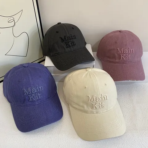 Berretto da Baseball in Stile Coreano Con Ricamo di Lettere Main Kit per Donna Protezione Solare Regolabile Tesa Curva Cappello Casual All'aperto
