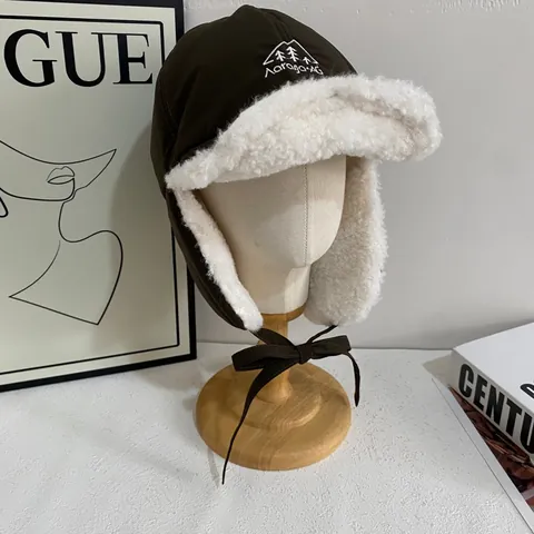 Cappello da Aviatore Caldo Invernale Antivento Con Copriorecchie Fodera in Lana di Agnello Sintetica Cappello da Sci per Uomo Donna