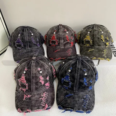 Vintage Distressed Washed Denim Baseball Cap Für Herren Damen Zerstörtes Loch Hip Hop Streetwear Verstellbarer Sonnenhut
