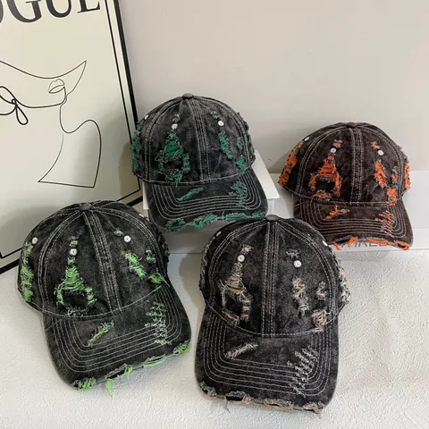 Vintage Distressed Washed Denim Baseball Cap Für Herren Damen Zerstörtes Loch Hip Hop Streetwear Verstellbarer Sonnenhut