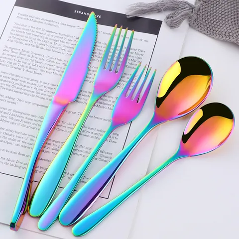 304 Stainless Steel Cutlery Collection Knife Fork Spoon Steak Tableware Mirror Polished Modern Hotel Home Kitchen Flatware