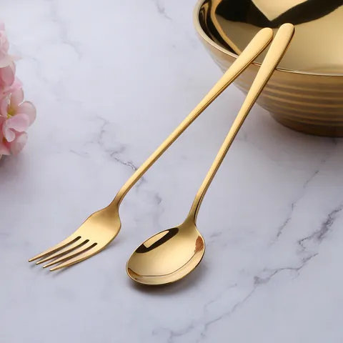 Moderne Cuillère Et Fourchette En Acier Inoxydable Portable Étudiant Voyage Extérieur Vaisselle Poli Miroir Vaisselle Pour Maison Pique-Nique École Dîner