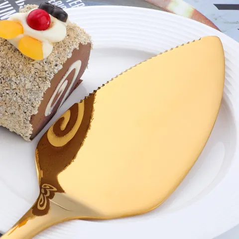 Pelle à Gâteau en Acier Inoxydable 304 Poli Miroir Avec Bord Dentelé Pour Pizza Steak Dessert Outil de Service