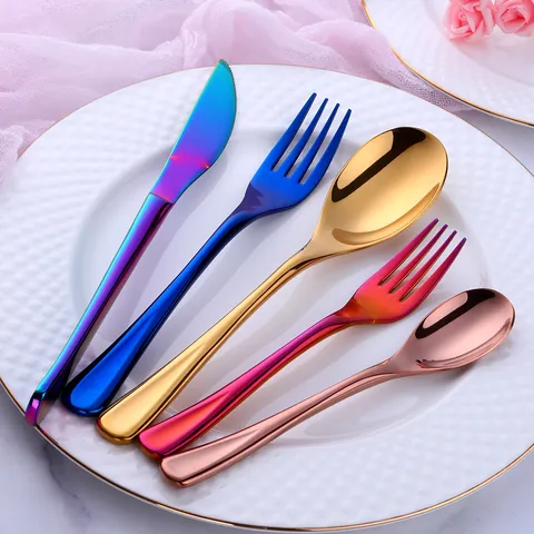 304 Stainless Steel Flatware Mirror Polished Knife Fork Spoon Cutlery For Home Hotel Restaurant Silver Gold Black