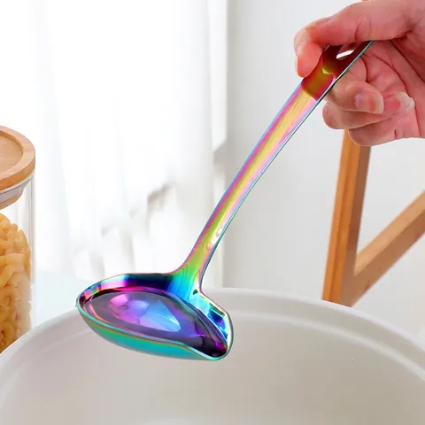 Cuchara de Sopa de Acero Inoxidable 304 Engrosada Con Boquilla Pulido Espejo Cuchara para Salsa Utensilios de Cocina