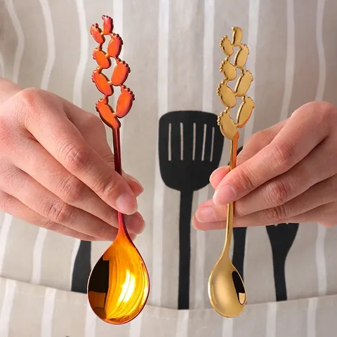 Creative 304 Stainless Steel Coffee Spoon Mirror Polished Footprint OK Gesture Shape Dessert Stirring Spoon For Cafe Home