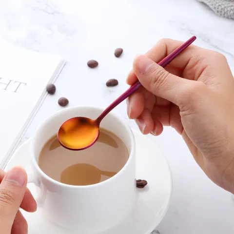 304 Edelstahl Portugiesischer Kaffeelöffel Nordischer Dessert Runder Löffel Tafelgeschirr Für Zuhause Cafe Mattiertes Finish