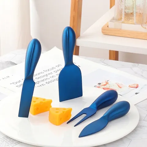Stainless Steel Cheese Knife Fork Set Multicolor Gold Silver Butter Spatula Cheese Tools For Party Wedding Home Kitchen
