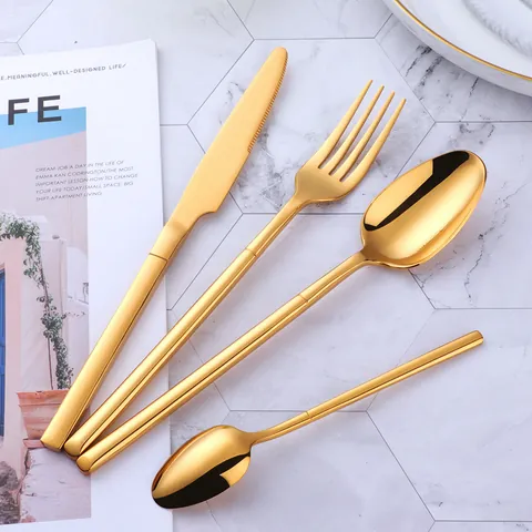 Nordic 304 Stainless Steel Knight Cutlery Mirror Polished Knife Fork Large Spoon Small Spoon Elegant Dining Tableware Home