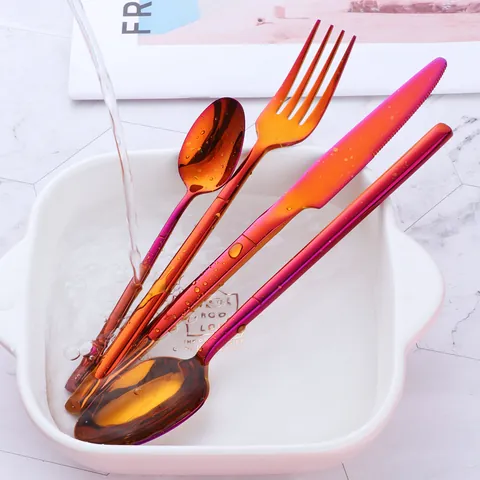 Nordic 304 Stainless Steel Knight Cutlery Mirror Polished Knife Fork Large Spoon Small Spoon Elegant Dining Tableware Home