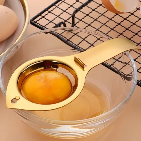 Separatore di Albumi in Acciaio Inossidabile Manico Lungo Setaccio per Tuorlo Con Foro Per Appendere Utensile da Cucina Stile Minimalista