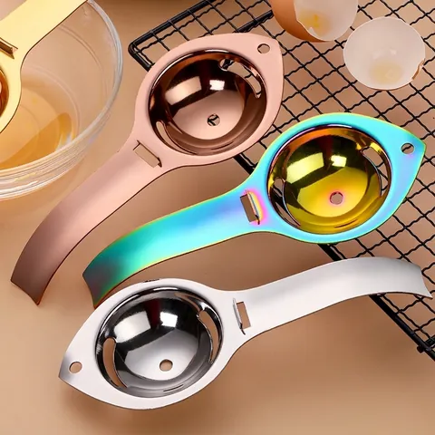 Separatore di Albumi in Acciaio Inossidabile Manico Lungo Setaccio per Tuorlo Con Foro Per Appendere Utensile da Cucina Stile Minimalista