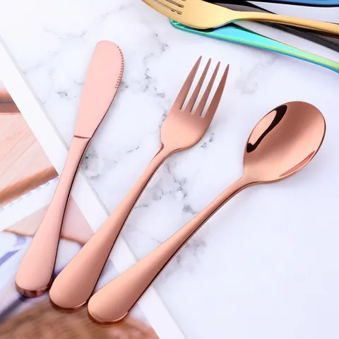 Set Posate per Bambini in Acciaio Inossidabile 304 Coltello Forchetta E Cucchiaio Lucidatura a Specchio Posate Colorate per Bambini Regalo Scuola