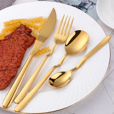 Stainless Steel Western Cutlery Knife Fork Spoon Tea Spoon Gradient Color Mirror Polished Tableware For Dining Banquet