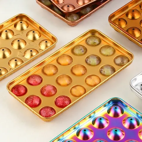 Stampo per Cubetti di Ghiaccio Sferico in Acciaio Inossidabile 304 Con Coperchio per Cocktail Whiskey Vassoio per Palline Ghiaccio