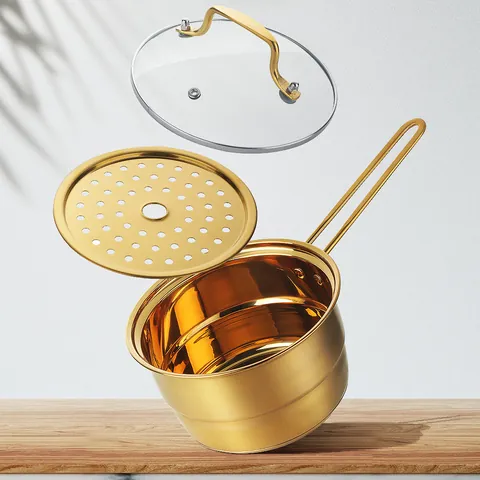 Stainless Steel Milk Pan With Steamer Basket And Glass Lid Small Stockpot For Baby Food Induction Gas Universal Cookware