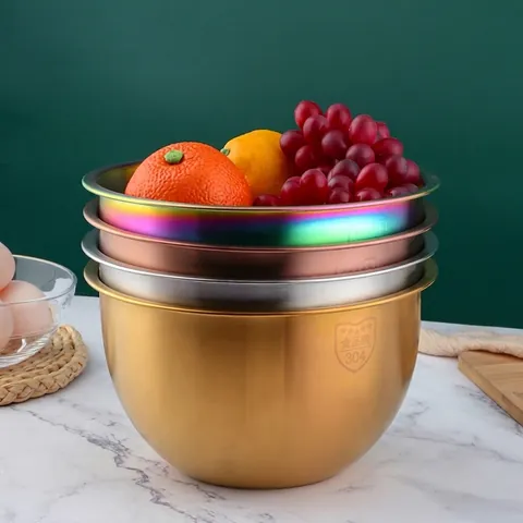 304 Stainless Steel Mixing Bowl With Internal Capacity Scale Food Grade Large Salad Bowl For Baking Kitchen Preparation Storage