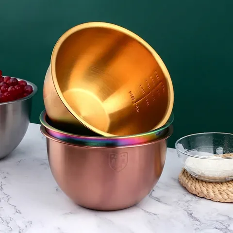 304 Stainless Steel Mixing Bowl With Internal Capacity Scale Food Grade Large Salad Bowl For Baking Kitchen Preparation Storage
