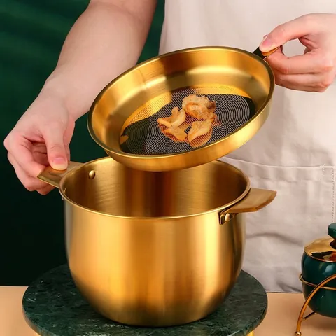 Olla Coladora de Aceite de Acero Inoxidable 304 Con Colador Fino Y Tapa Recipiente de Almacenamiento de Manteca Gran Capacidad Cocina