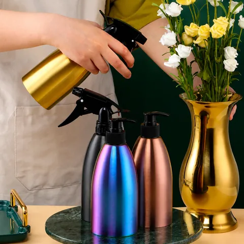 Brushed 304 Stainless Steel Spray Bottle And Lotion Pump Dispenser For Bathroom Kitchen Refillable Modern Liquid Container