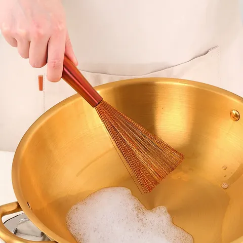 Spazzola per Pentole in Acciaio Inossidabile 304 Manico Lungo Lavaplatte per Cucina Pulizia di Padelle e Pentole Metallo