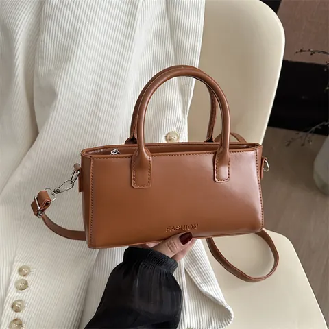 Borsa a Mano Donna Retrò Piccola Quadrata in Pelle PU Tracolla Moda Lettera Pendolare Versatile Doppio Manico Cinghia Regolabile