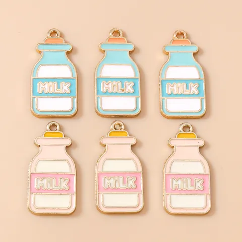 DIY Zinc Alloy Enamel Dessert Food Charms For Jewelry Making Cute Ice Cream Cupcake Milk Bottle French Fries Pendants Keychains Accessories